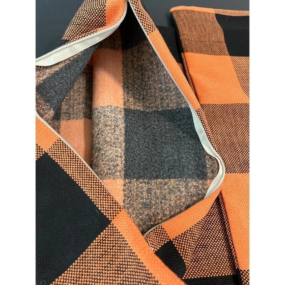 Halloween Fall Orange‎ Black Buffalo Plaid Check Pillow Covers 2 - Picture 3 of 3